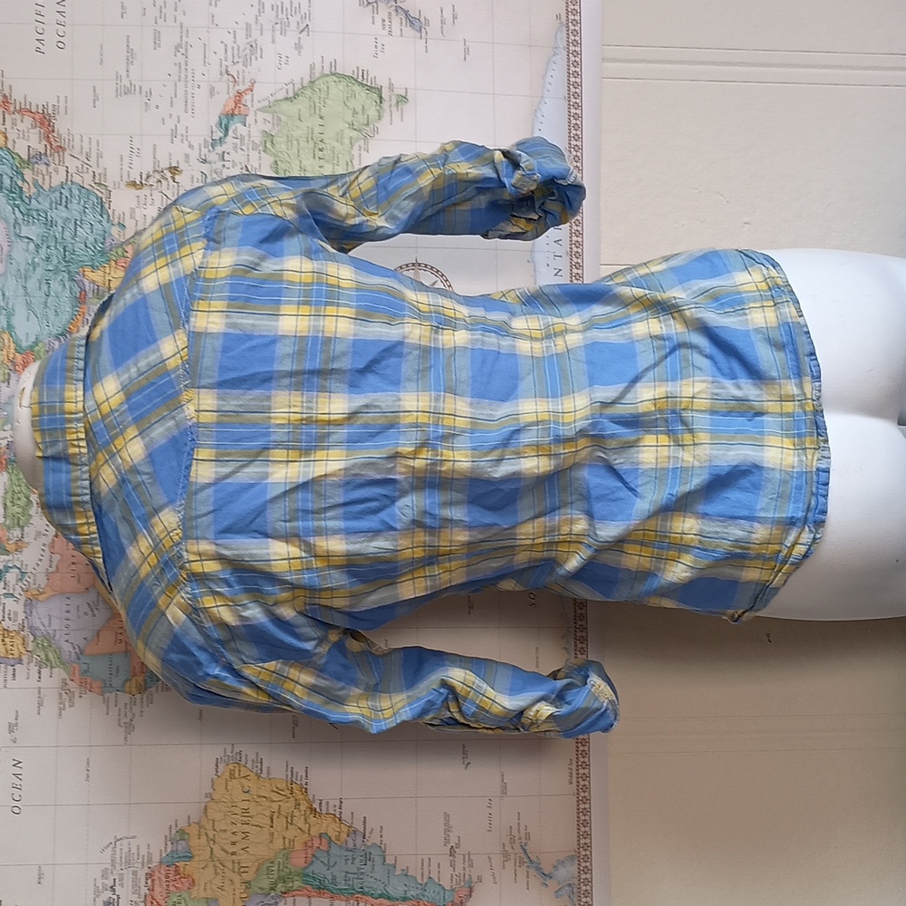 Ali and Kris Blue and Yellow Plaid Button-Up Shirt - Picture 3 of 4